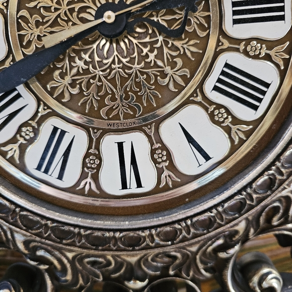 Gorgeous Ornate Vintage Gold Westclox Wall Clock - Picture 8 of 8
